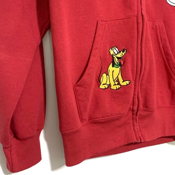 Disney Mickey & Friends Red Zip-Up Hoodie Size XS Embroidered Patches Graphics - Picture 7 of 14